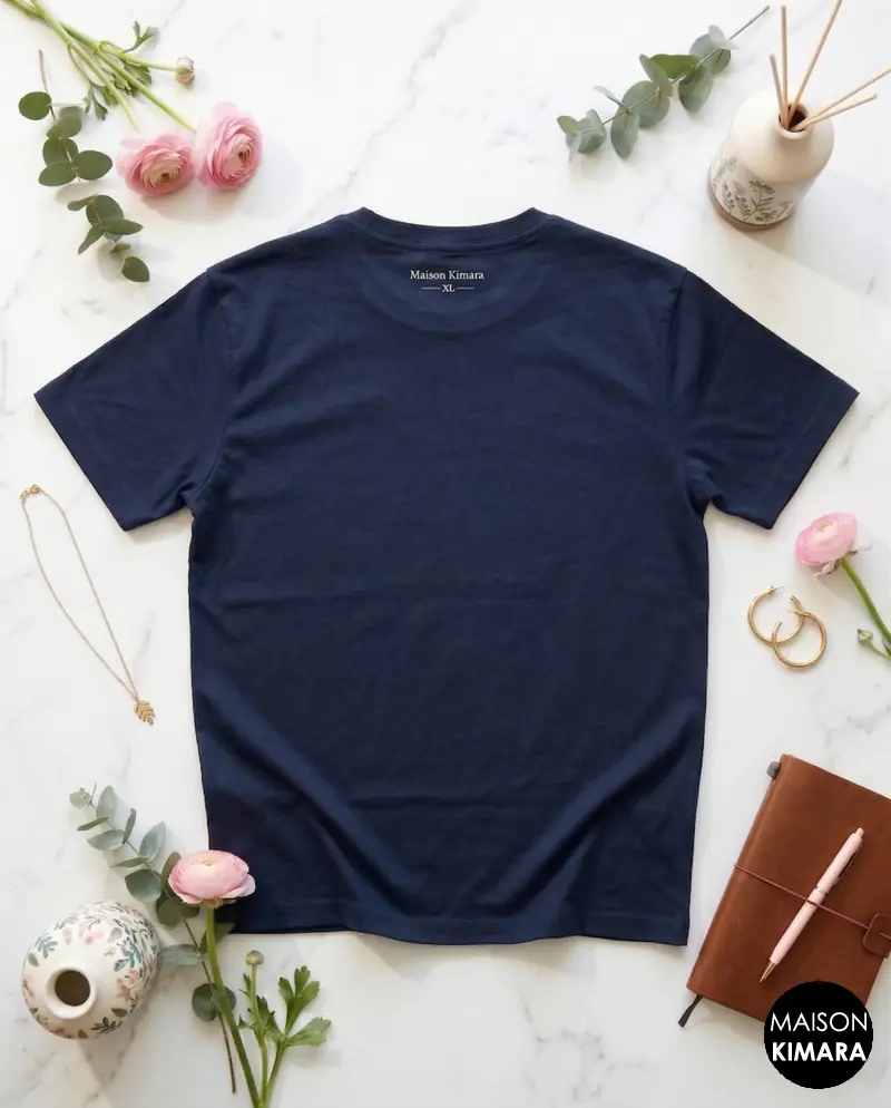 Botanical Bliss Oversized T-Shirt – Navy Blue Aesthetic Floral Graphic Tee – Retro Inspired Mindful Streetwear (Navy Blue)