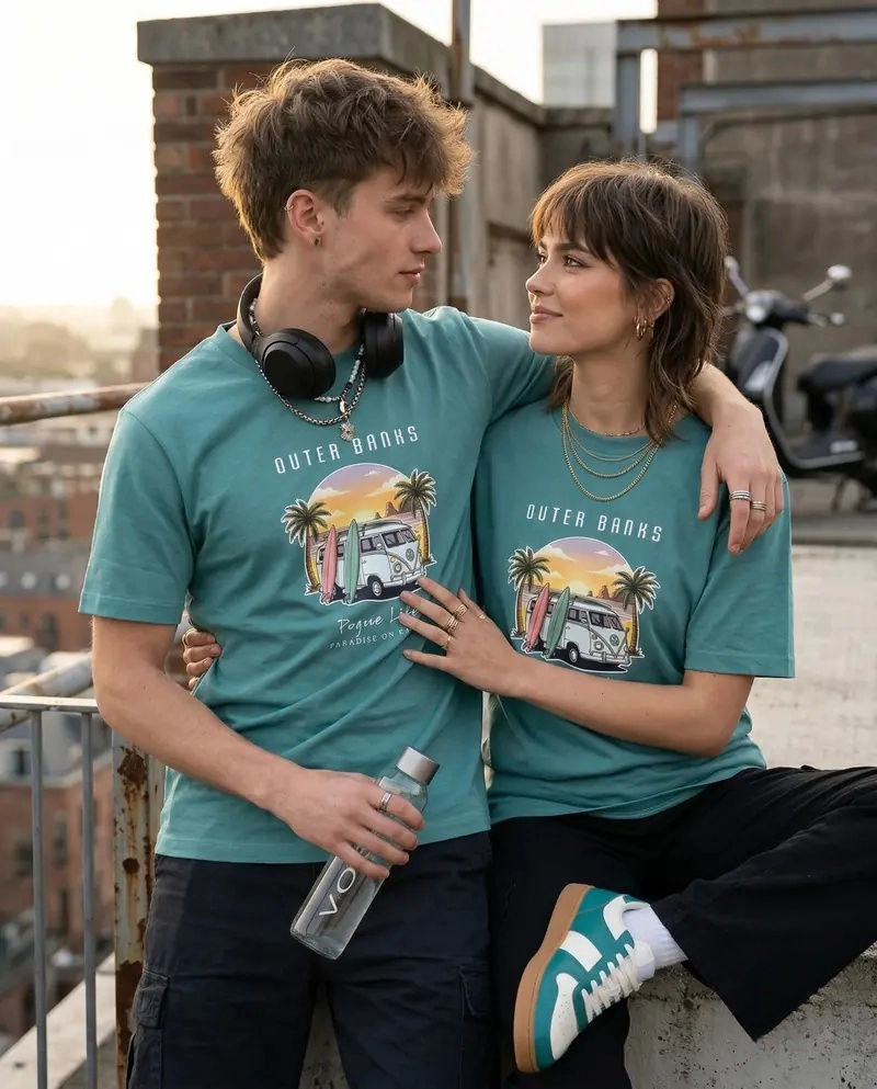 Outer Banks Pogue Life Graphic Tee – Ocean Teal Regular Fit T-Shirt – Vintage Surf Aesthetic Summer Apparel (Light Blue)